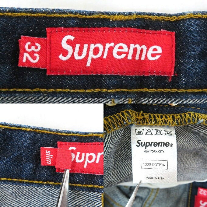 Supreme USA Made Slim Indigo Denim Jeans Pants Size 32