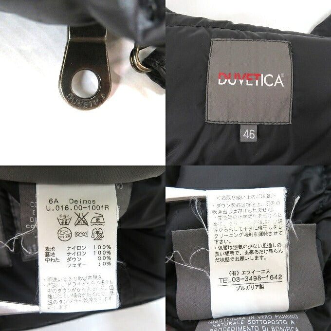 DUVETICA Black Hooded Down Jacket Size 46