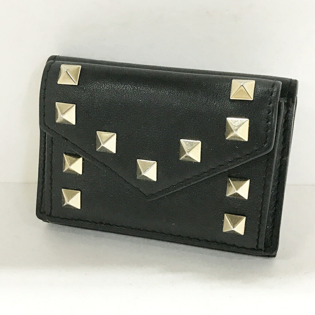 VALENTINO Studded Tri-Fold Mini Wallet Black Size ONE SIZE