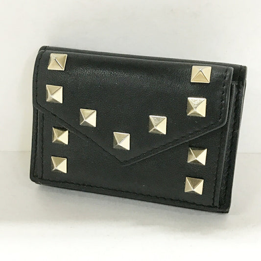 VALENTINO Studded Tri-Fold Mini Wallet Black Size ONE SIZE