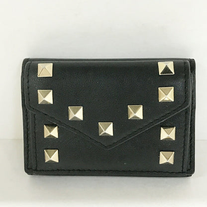 VALENTINO Studded Tri-Fold Mini Wallet Black Size ONE SIZE