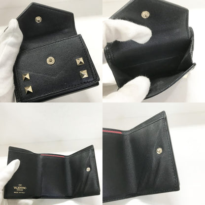 VALENTINO Studded Tri-Fold Mini Wallet Black Size ONE SIZE