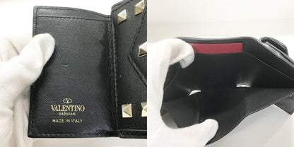 VALENTINO Studded Tri-Fold Mini Wallet Black Size ONE SIZE