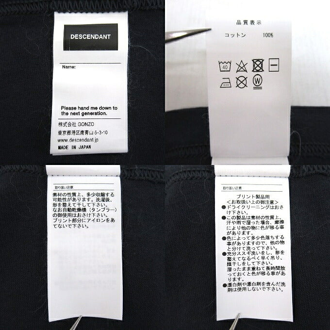 DESCENDANT 24SS Team T-Shirt Navy Size 1