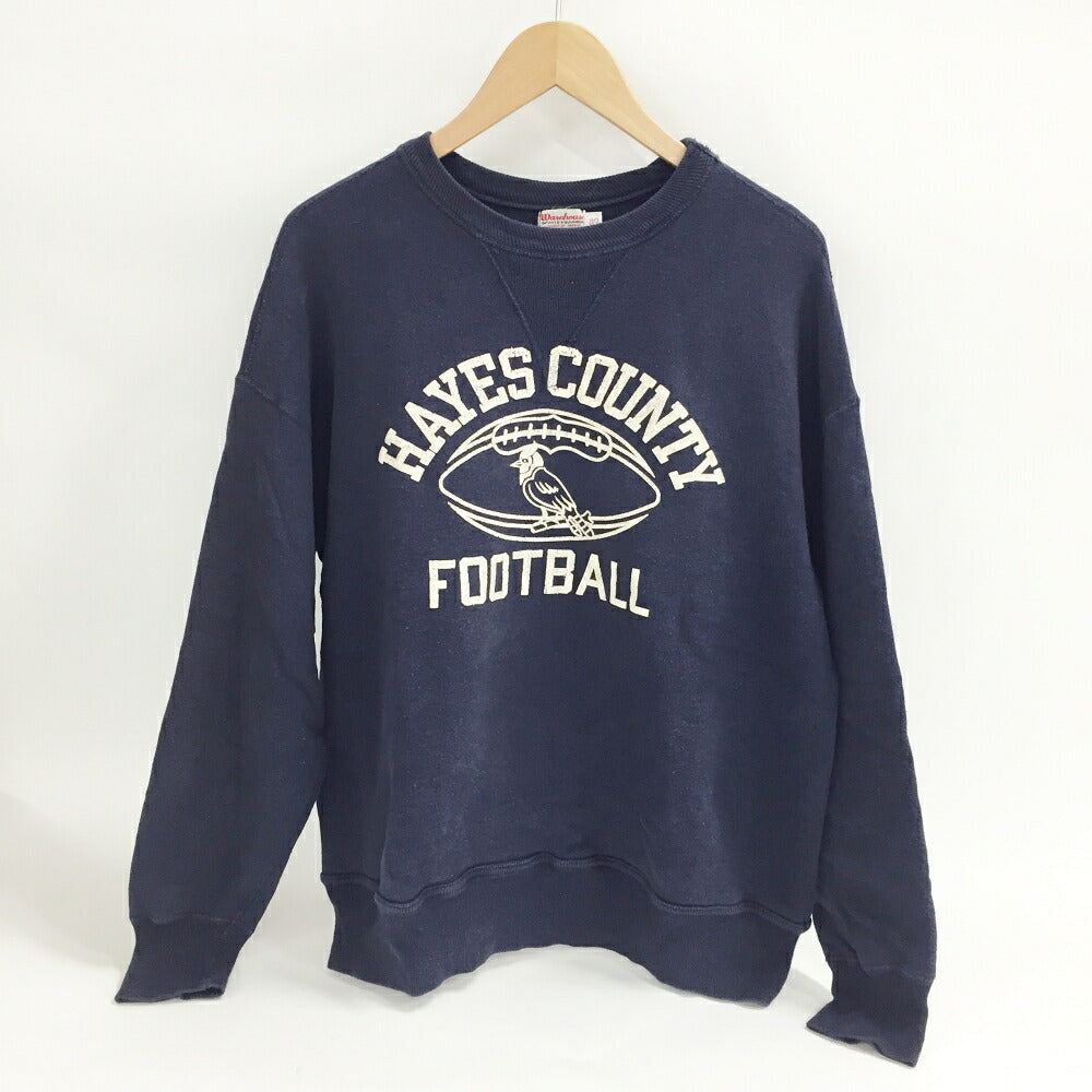 WARE HOUSE Navy Double V College Logo Sweatshirt Size 42