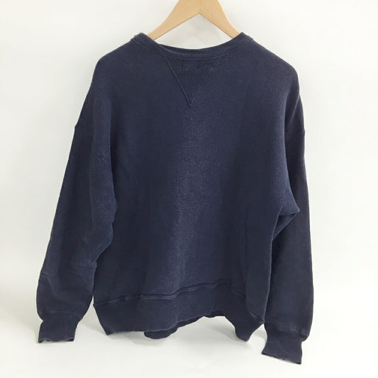 WARE HOUSE Navy Double V College Logo Sweatshirt Size 42