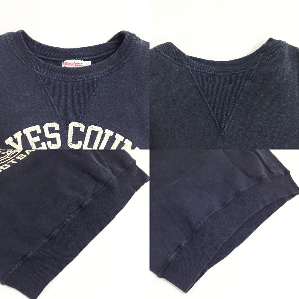 WARE HOUSE Navy Double V College Logo Sweatshirt Size 42