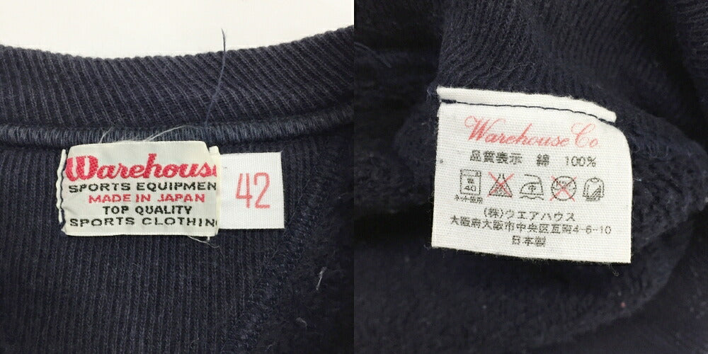 WARE HOUSE Navy Double V College Logo Sweatshirt Size 42