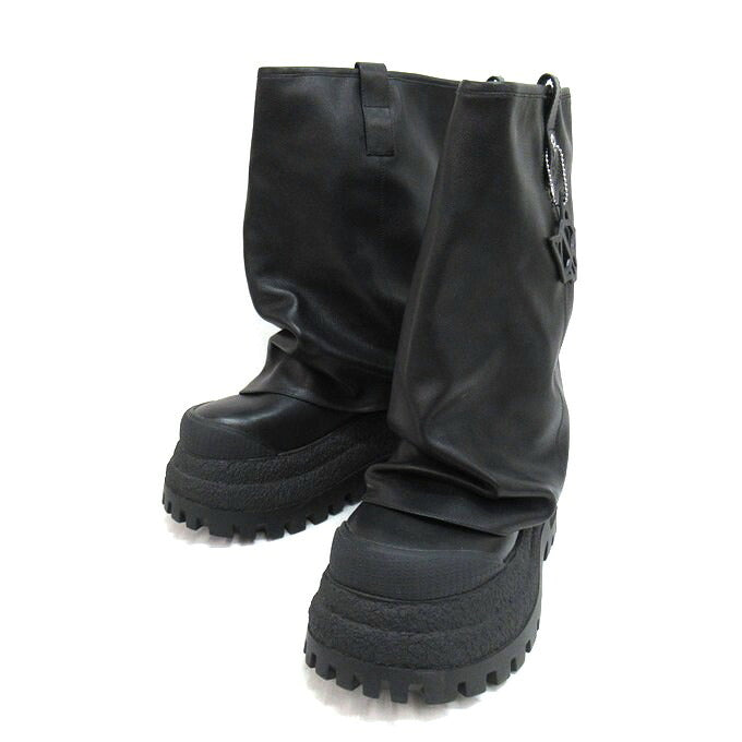 NAKED WOLFE Disturb Black Leather Platform Boots Size EU40