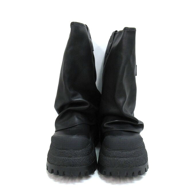 NAKED WOLFE Disturb Black Leather Platform Boots Size EU40