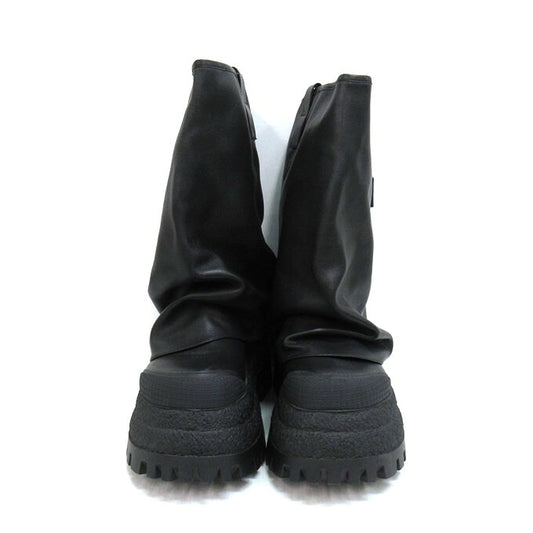 NAKED WOLFE Disturb Black Leather Platform Boots Size EU40