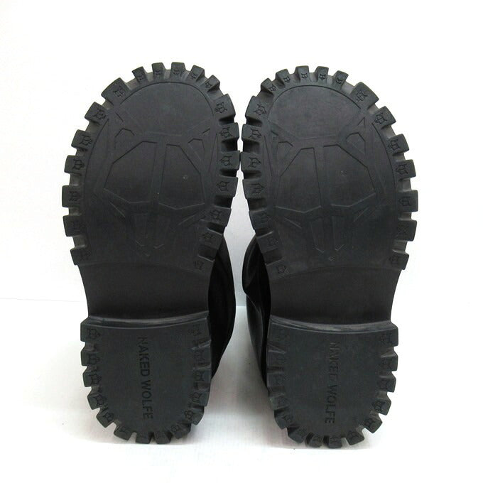 NAKED WOLFE Disturb Black Leather Platform Boots Size EU40