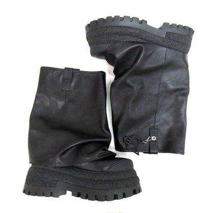 NAKED WOLFE Disturb Black Leather Platform Boots Size EU40
