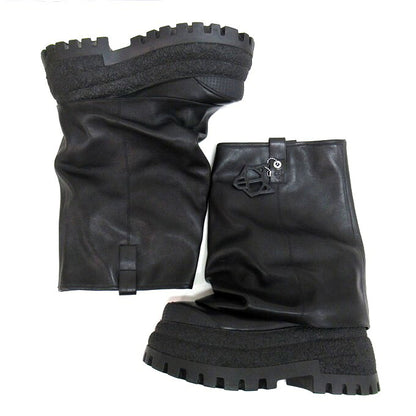 NAKED WOLFE Disturb Black Leather Platform Boots Size EU40