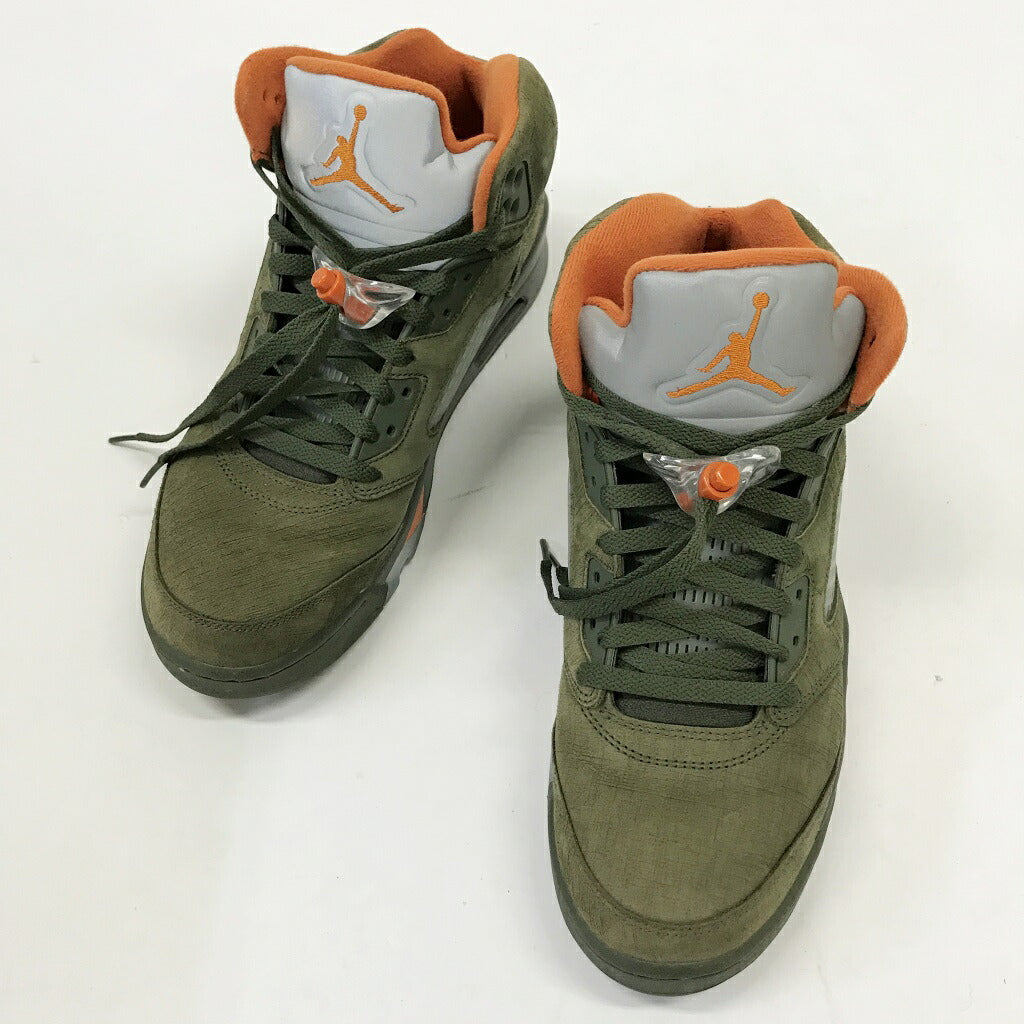 NIKE Air Jordan 5 Retro Olive Orange Sneakers Size 27.5