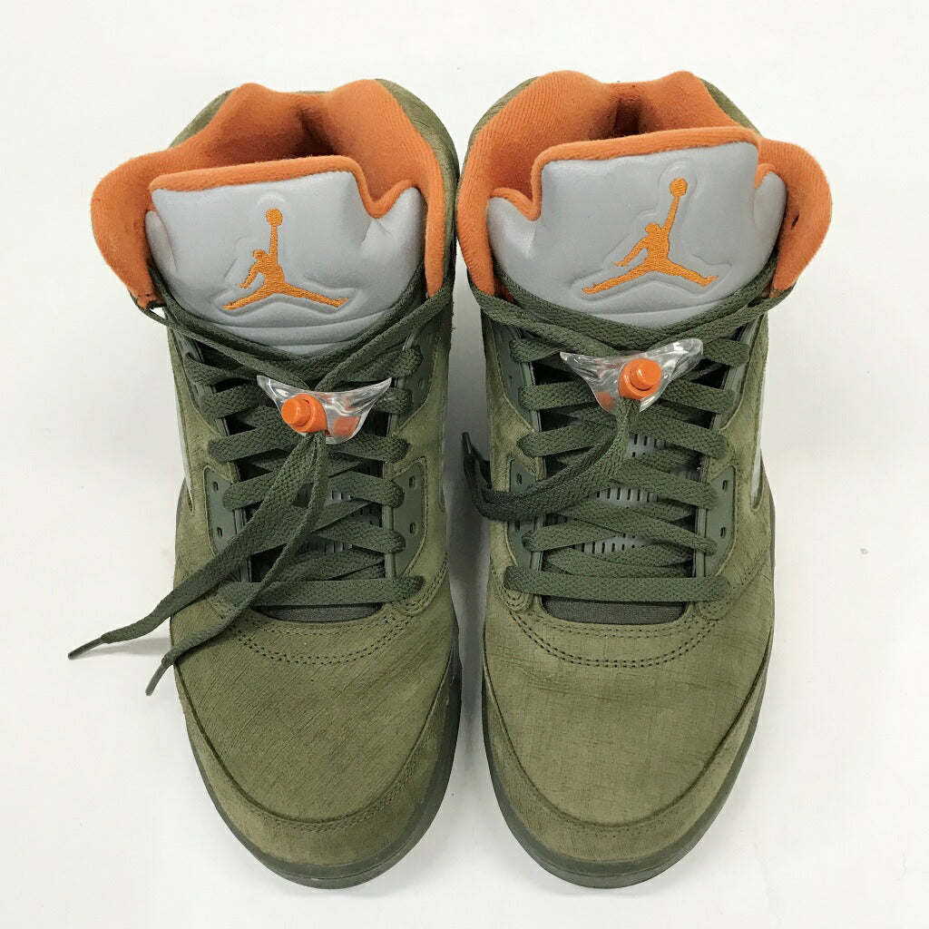 NIKE Air Jordan 5 Retro Olive Orange Sneakers Size 27.5