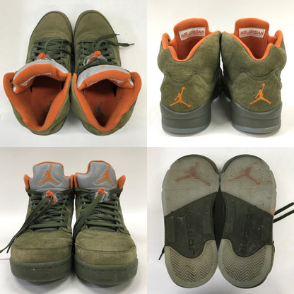 NIKE Air Jordan 5 Retro Olive Orange Sneakers Size 27.5