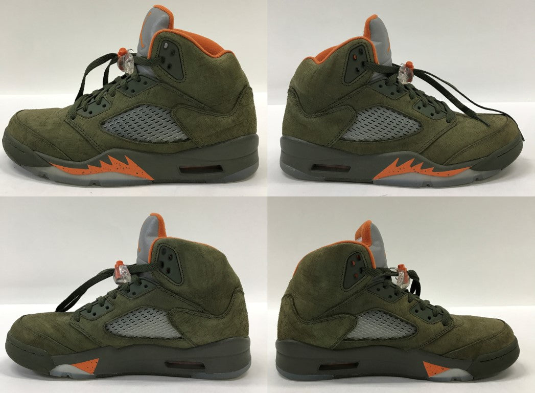 NIKE Air Jordan 5 Retro Olive Orange Sneakers Size 27.5