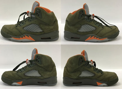 NIKE Air Jordan 5 Retro Olive Orange Sneakers Size 27.5