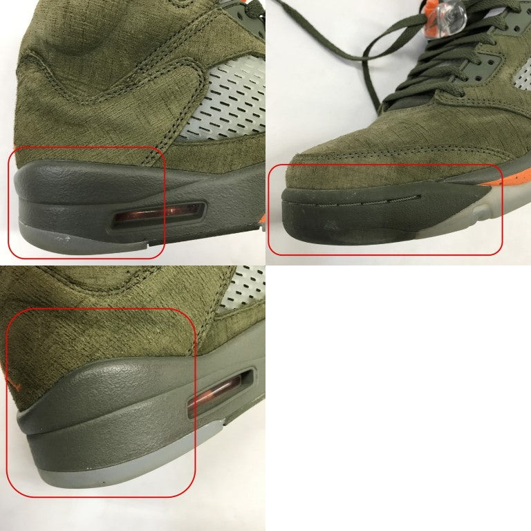 NIKE Air Jordan 5 Retro Olive Orange Sneakers Size 27.5
