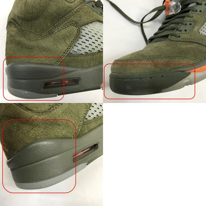 NIKE Air Jordan 5 Retro Olive Orange Sneakers Size 27.5