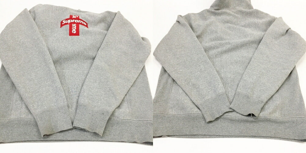 Supreme Cross Box Logo Hoodie Gray Size L