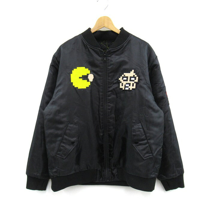 PUNK DRUNKERS x PAC-MAN Reversible MA-1 Jacket Black Size XL