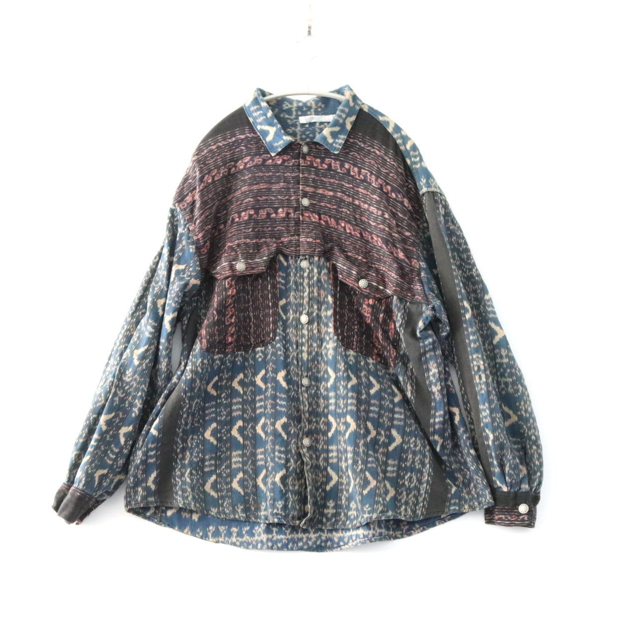 Vintage Woven Regular Collar Long Sleeve Shirt Navy Size L