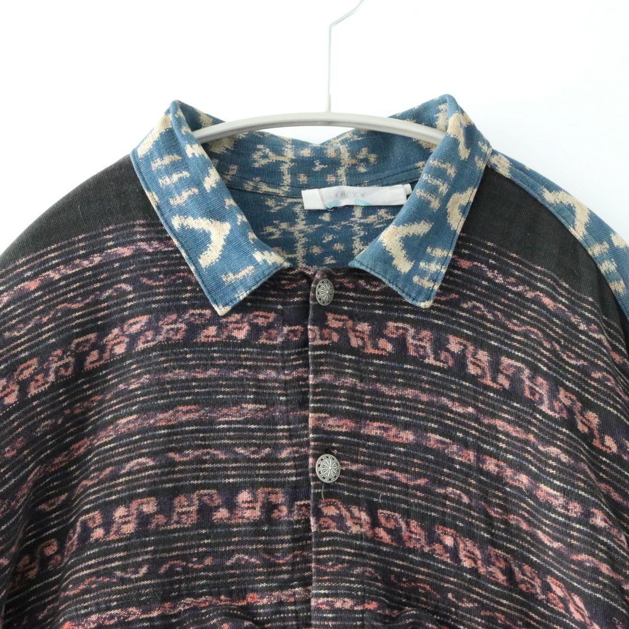 Vintage Woven Regular Collar Long Sleeve Shirt Navy Size L