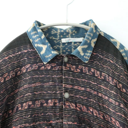 Vintage Woven Regular Collar Long Sleeve Shirt Navy Size L