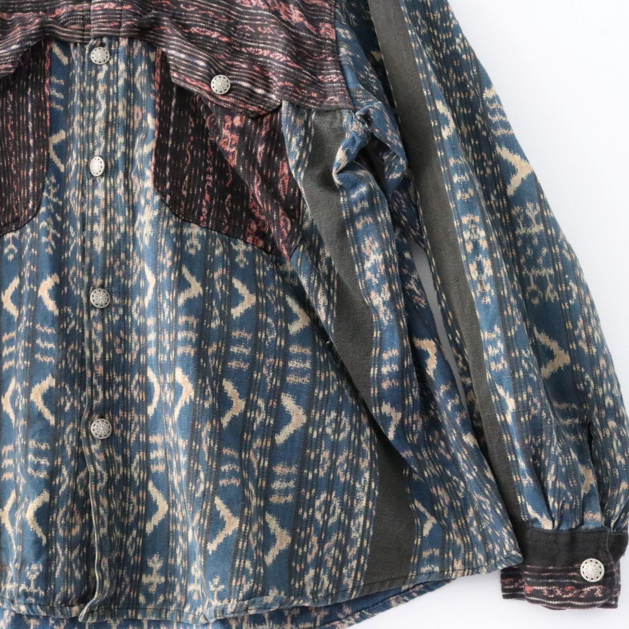Vintage Woven Regular Collar Long Sleeve Shirt Navy Size L