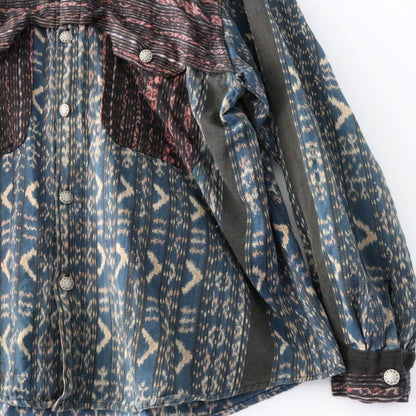 Vintage Woven Regular Collar Long Sleeve Shirt Navy Size L