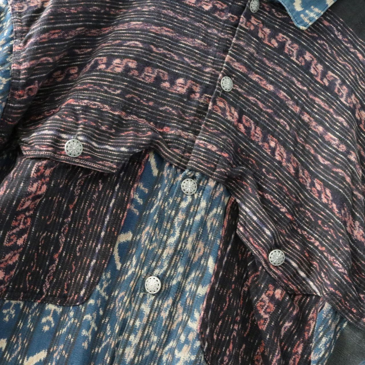 Vintage Woven Regular Collar Long Sleeve Shirt Navy Size L