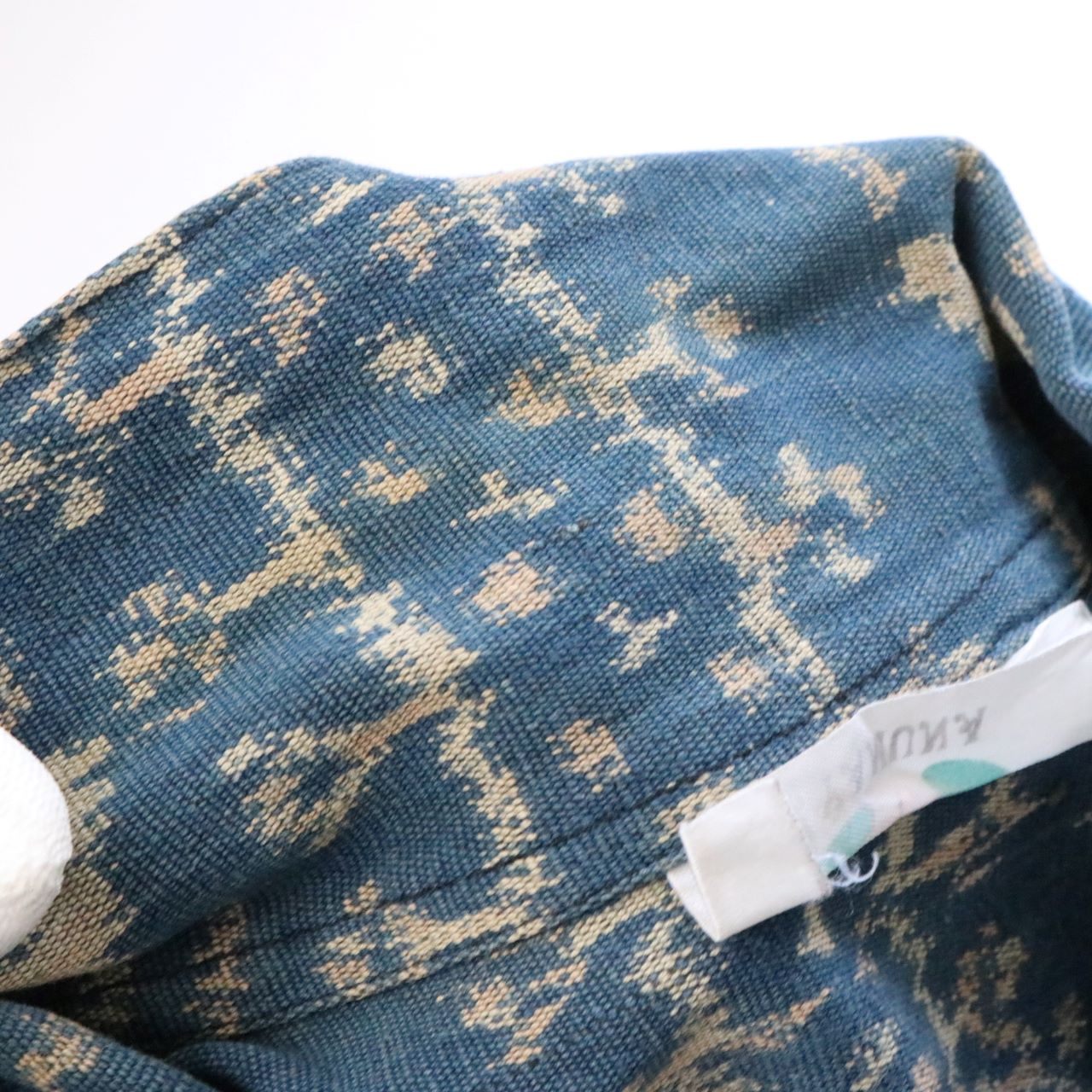 Vintage Woven Regular Collar Long Sleeve Shirt Navy Size L