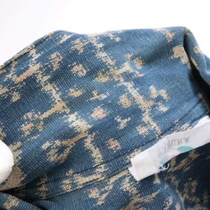 Vintage Woven Regular Collar Long Sleeve Shirt Navy Size L