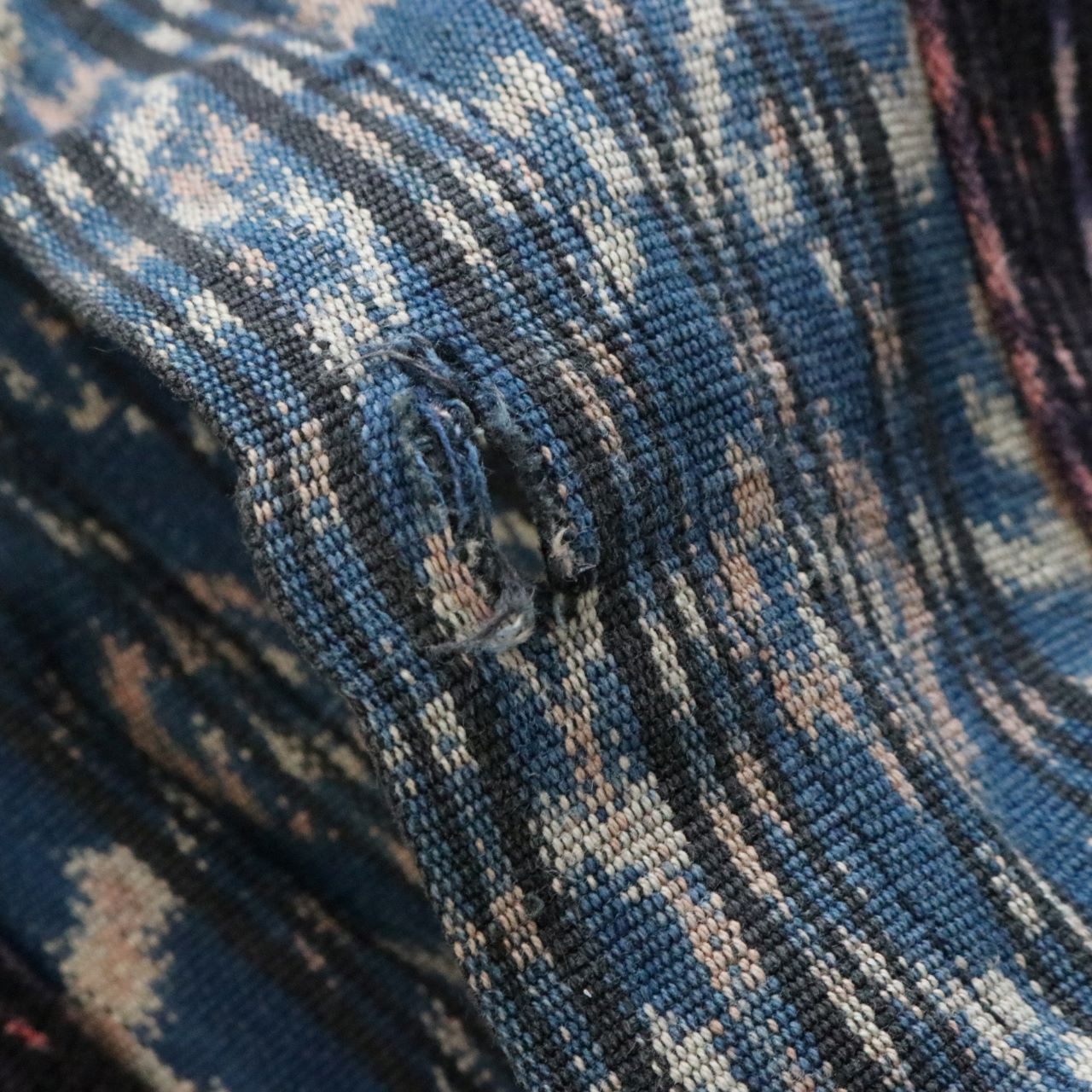 Vintage Woven Regular Collar Long Sleeve Shirt Navy Size L