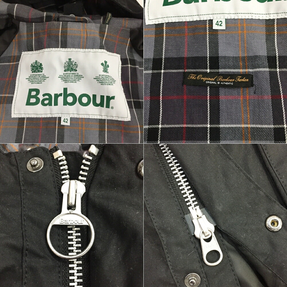 Barbour Bedale Hooded Wax Jacket Black Size 42
