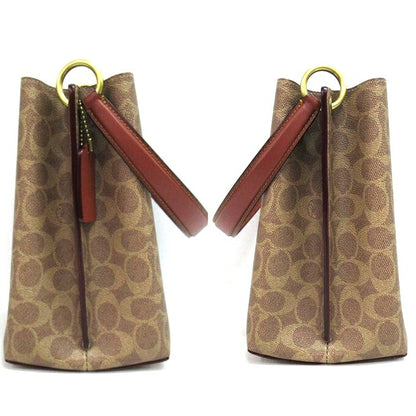 COACH Signature 2-Way Bucket Bag Brown/Purple Size ONE SIZE