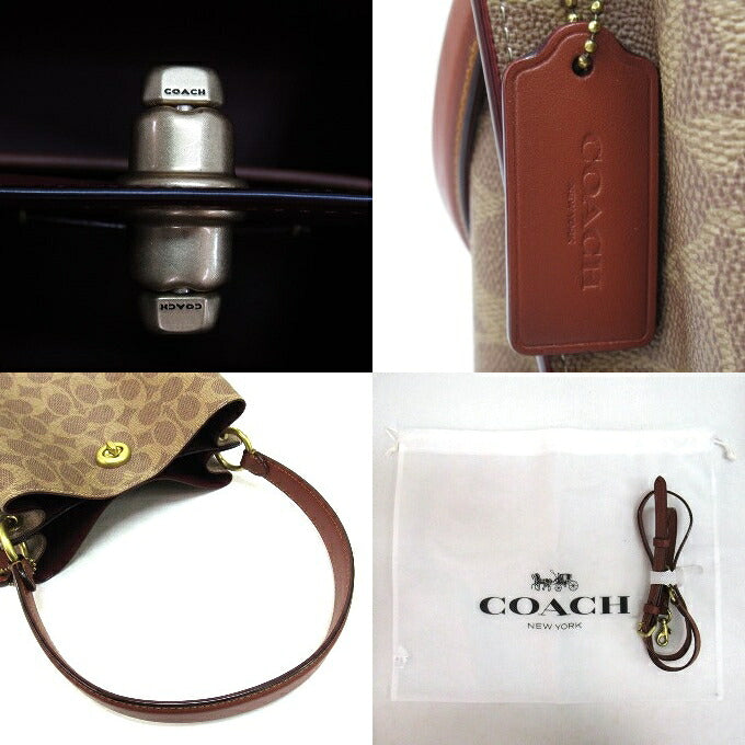 COACH Signature 2-Way Bucket Bag Brown/Purple Size ONE SIZE