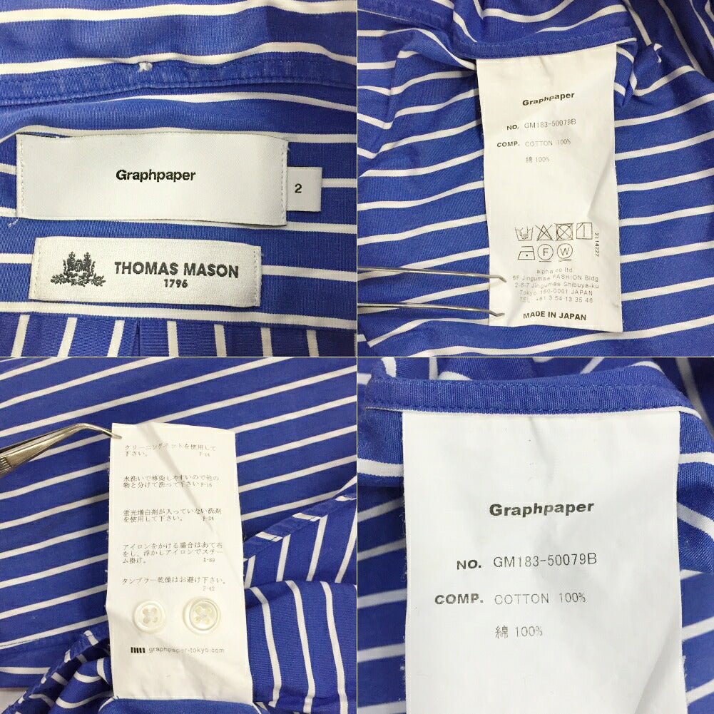 Graphpaper THOMAS MASON Stripe Shirt Blue Size 2