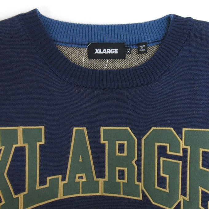 XLARGE Emblem Logo Crewneck Knit Sweater Blue Size XL