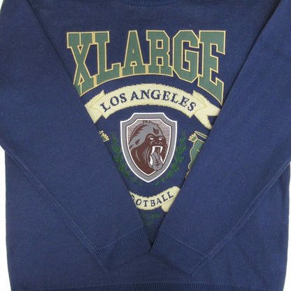 XLARGE Emblem Logo Crewneck Knit Sweater Blue Size XL