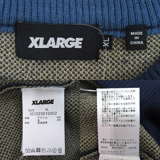 XLARGE Emblem Logo Crewneck Knit Sweater Blue Size XL