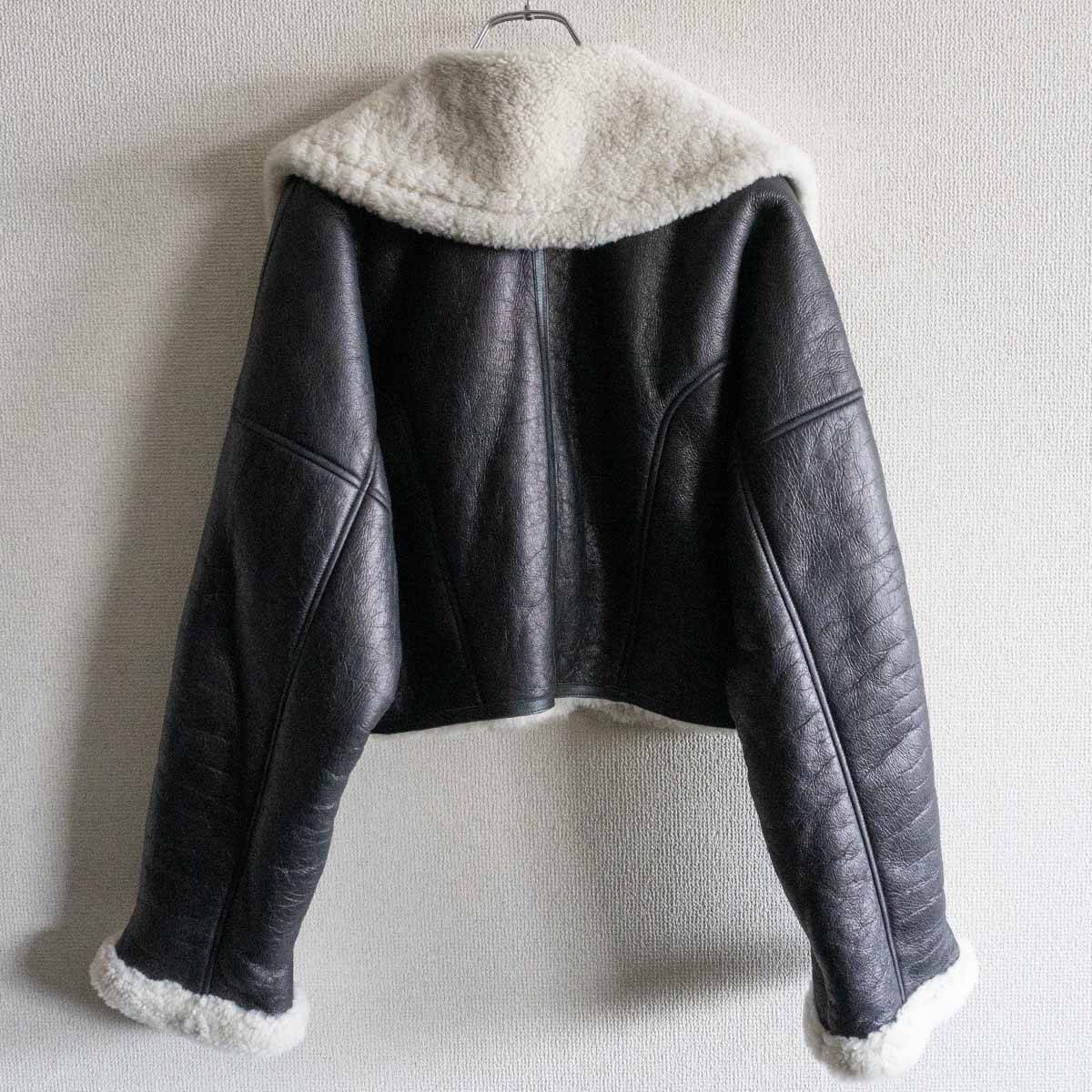 Polo Ralph Lauren Cropped Shearling Jacket Black Size M