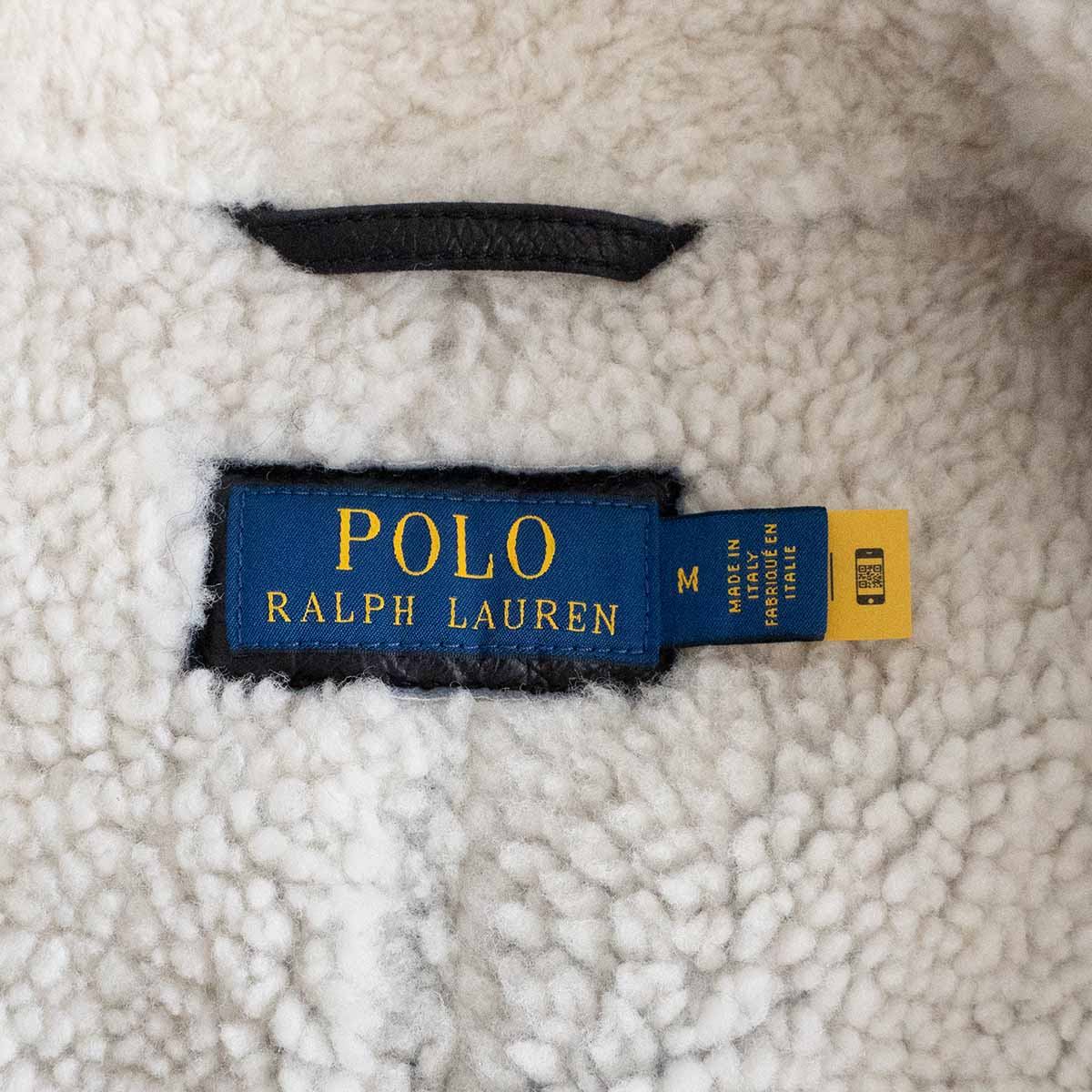 Polo Ralph Lauren Cropped Shearling Jacket Black Size M