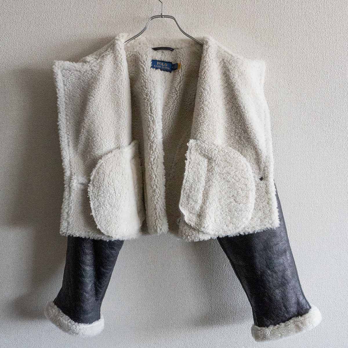 Polo Ralph Lauren Cropped Shearling Jacket Black Size M
