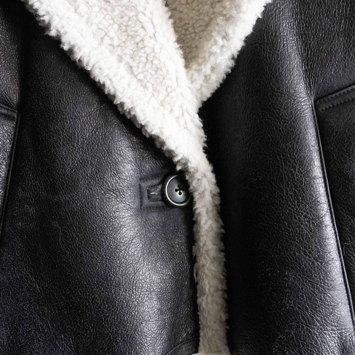 Polo Ralph Lauren Cropped Shearling Jacket Black Size M