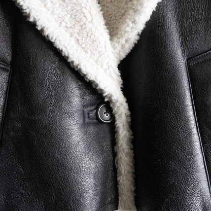 Polo Ralph Lauren Cropped Shearling Jacket Black Size M
