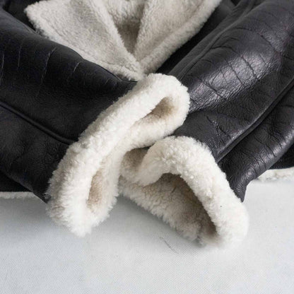 Polo Ralph Lauren Cropped Shearling Jacket Black Size M