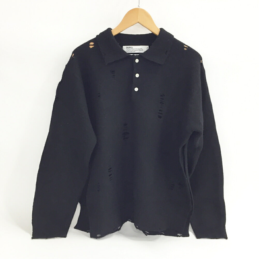 DAIRIKU Damage Polo Knit Black Size M